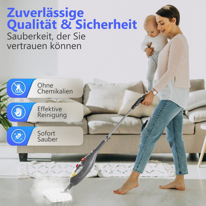 Dampfreiniger Steam-It Max – 7 in 1 – Für Boden & Fenster – Auch als Handdampfreiniger nutzbar – Kab