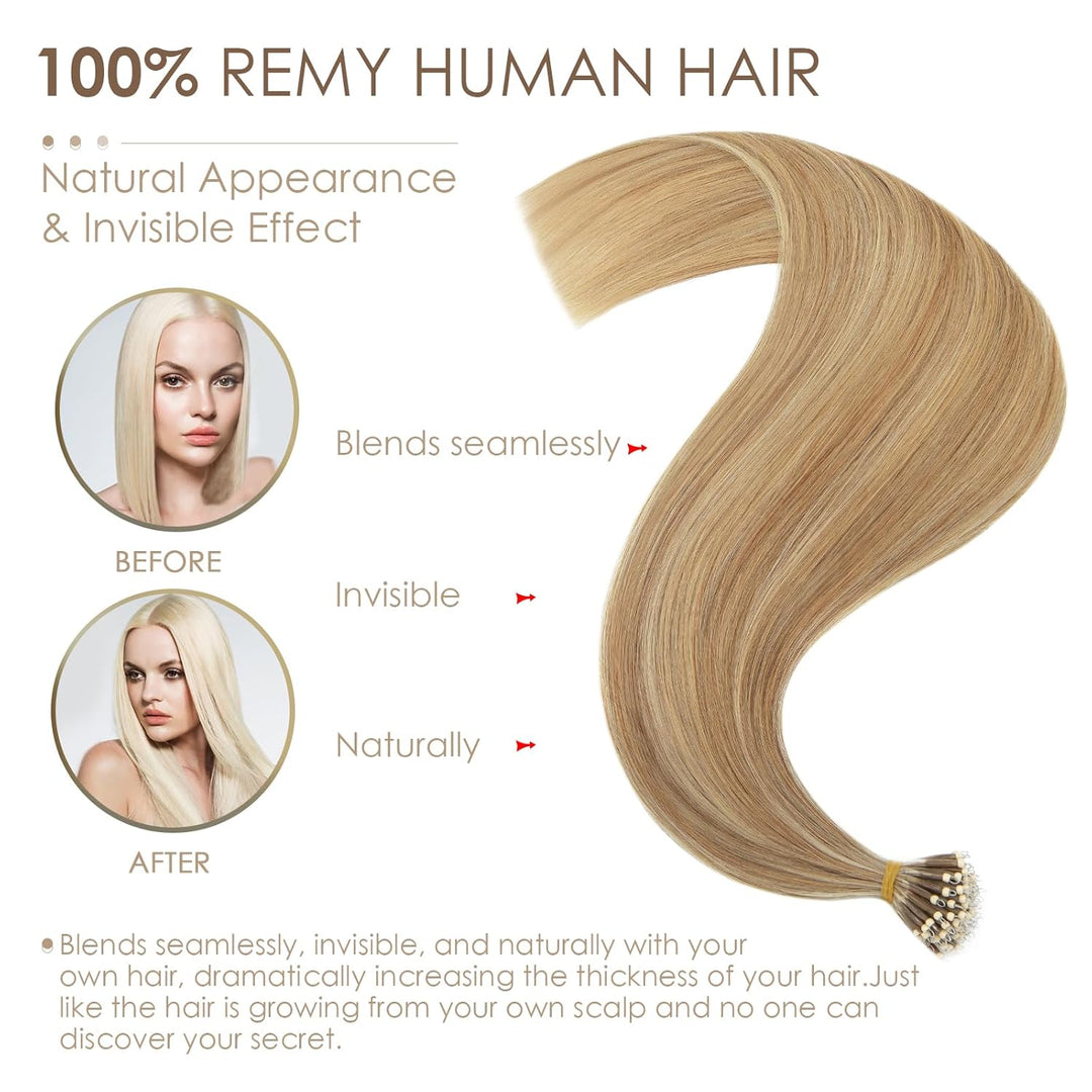 Nanoring Extensions Echthaar 1g Haarteile Echthaar Nano Haarverlängerung 7A Remy Hair Extensions 50