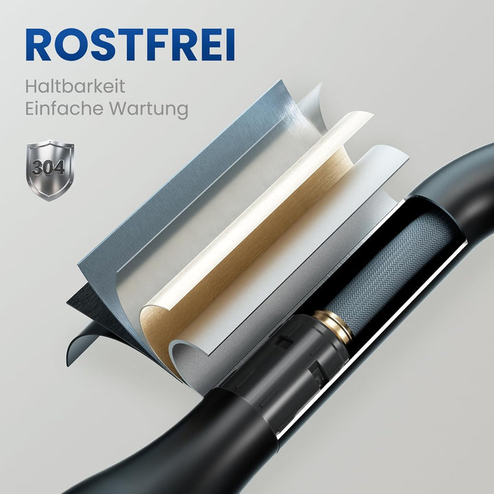 CECIPA Wasserhahn Küche Ausziehbar, Hochdruck Küchenarmatur Schwarz, 360° Schwenk Armatur Küche, Rob