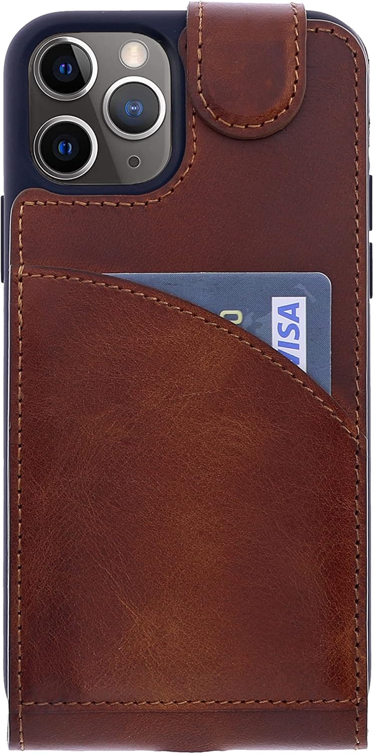 Burkley Flip Case Handyhülle für iPhone 14 Plus - Handytasche aus echtem Rindsleder, 360° Schutz mit