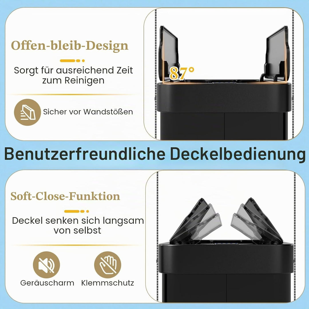 LIFEZEAL 60L Mülleimer, Küchenabfalleimer mit Smart Sensor, Abfalleimer Küche mit Deckel für Mülltre