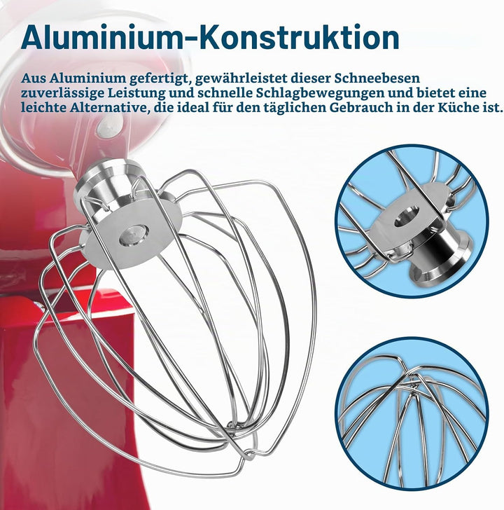 K45WW 6-Drahtiger Schneebesen für KitchenAid 4.5-5 Quart Kippkopf-Standmixer Artisan &amp; Classic Serie