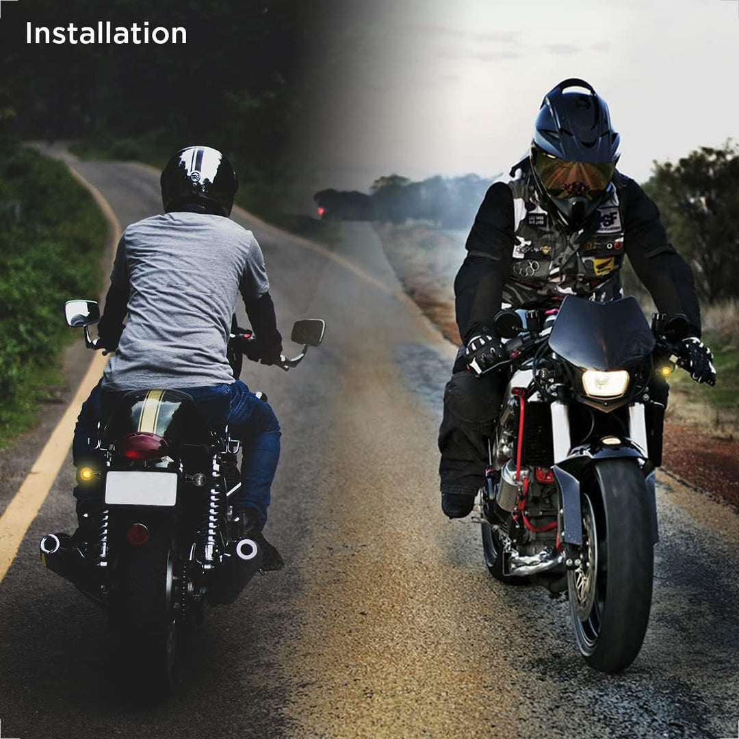 evermotor Universal 12V 4 Stück E24 Mini Motorrad LED Blinker Bullet Zinklegierung im Feinguss IP67