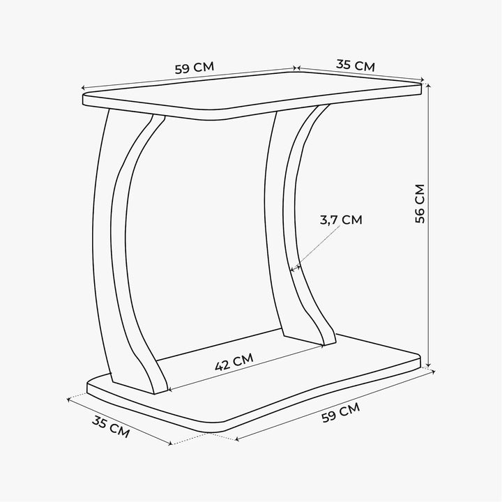 Tubibu C Form Kleiner Beistelltisch, Runder Tisch als Ablagefläche für Couch und Sofa mit Rollen, Ro