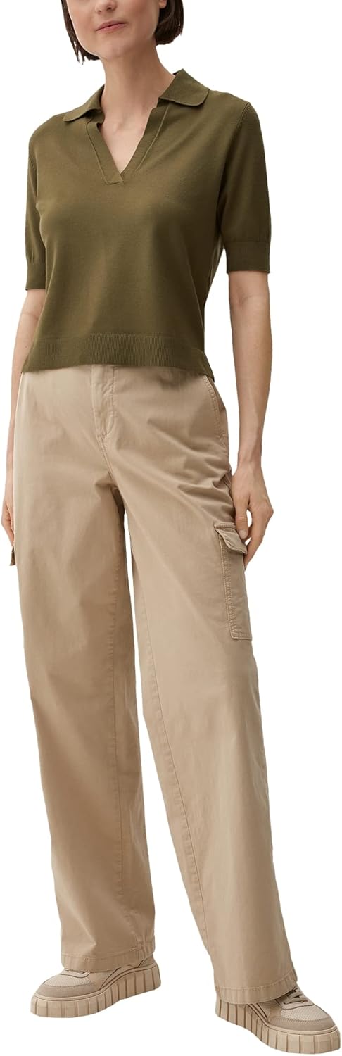 s.Oliver Damen Pullover mit Polokragen, Kurzarm 36 Grün, 36 Gr&#xFC;n