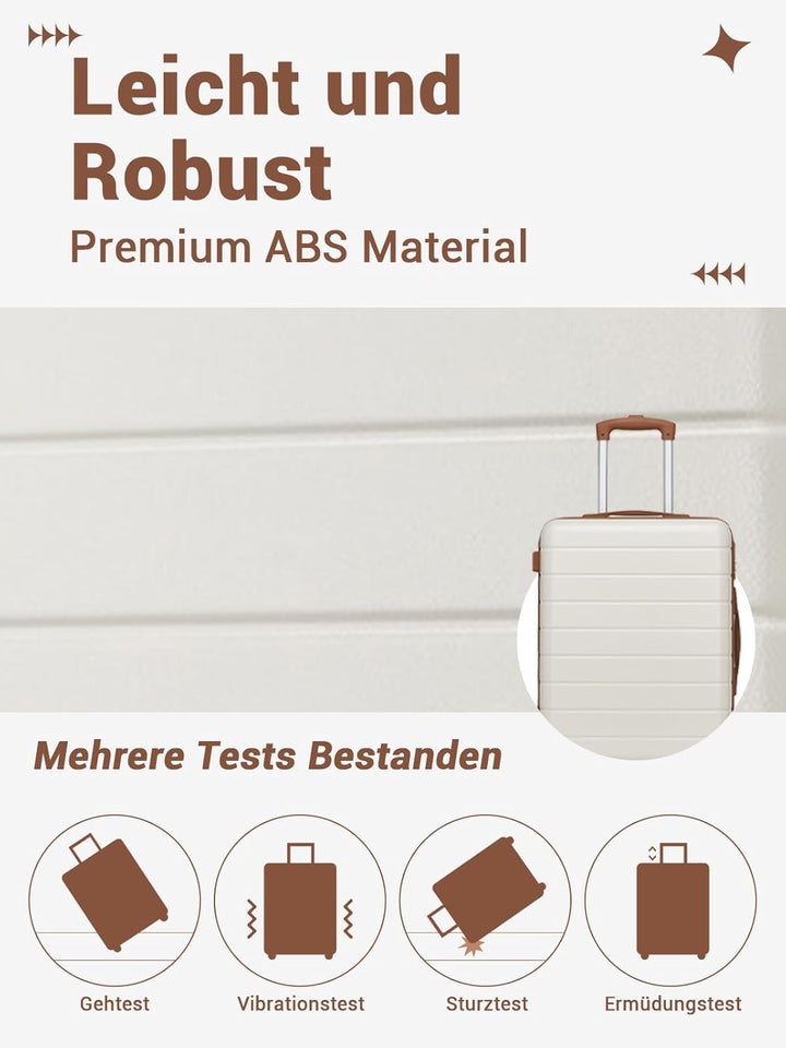 Mittelgrosser Koffer L, Hartschalenkoffer aus ABS, Leichter Trolley mit 4 Leisen 360° Doppelrollen,