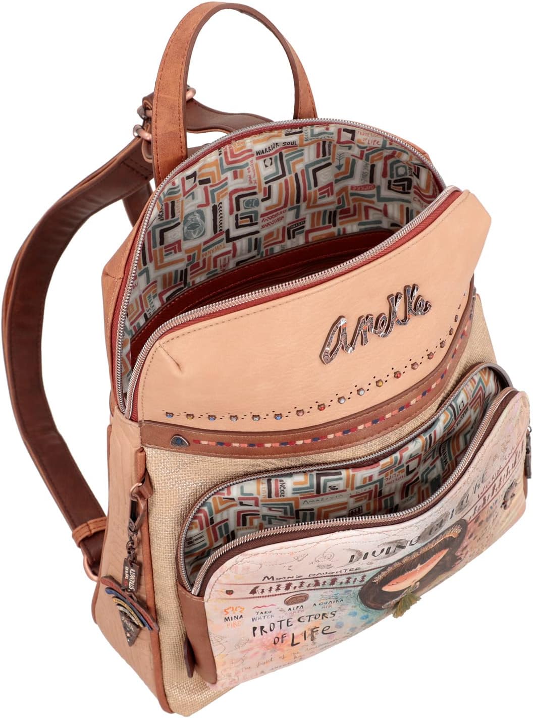 Anekke Damen Wanderrucksack mit Tasche Rucksack für unterwegs, bunt