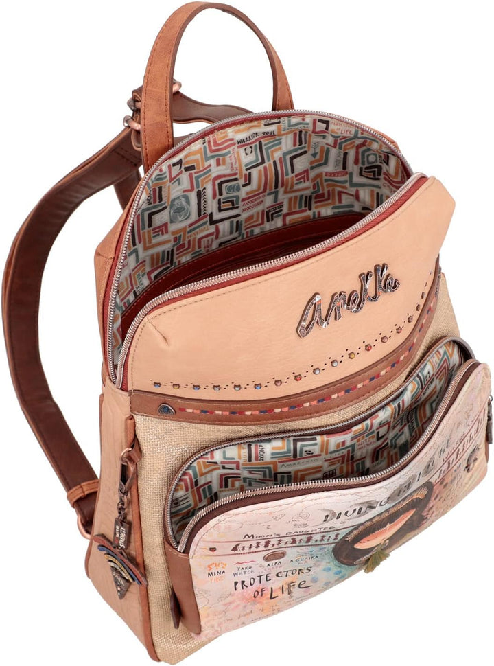 Anekke Damen Wanderrucksack mit Tasche Rucksack für unterwegs, bunt