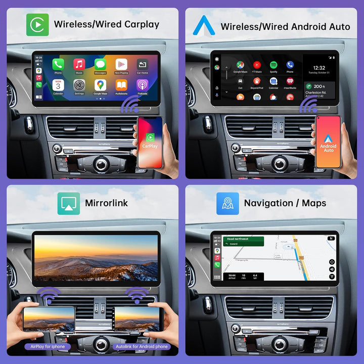 Road Top 12,3 Zoll Autoradio Drahtlos CarPlay Touchscreen für Audi A4 A5 2009-2015 Jahr mit 2GMMI, A