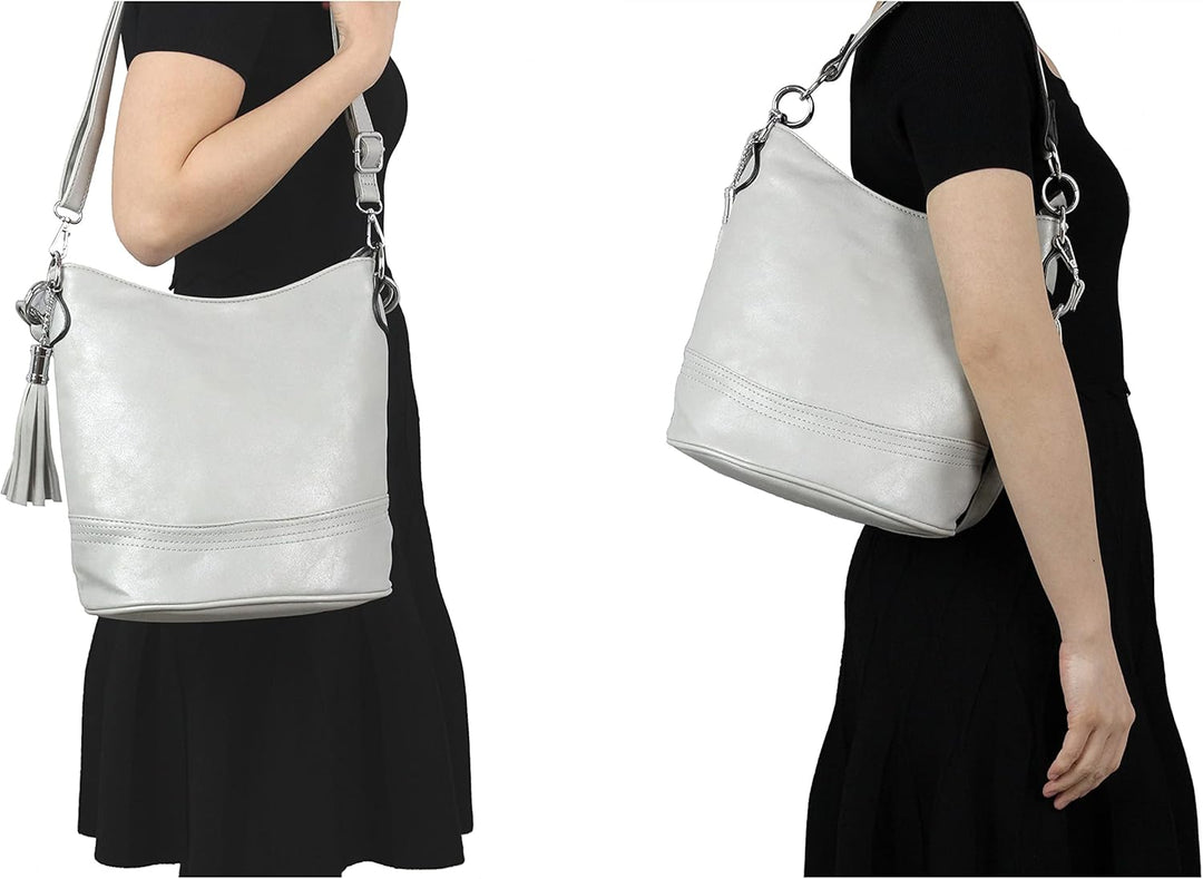 irisaa Damen Handtasche, Hobo Schultertasche, Shopper Multifunktional mit abnehmbarem Schulterriemen