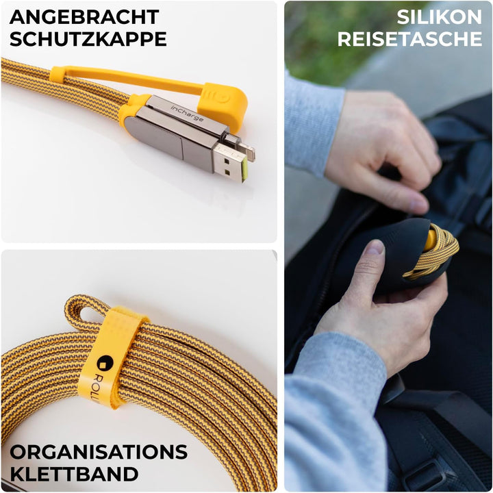 Rolling Square inCharge XL 300 cm - USB-C-Kabel, Universal-Smartphone-Kabel, Geschenk für Männer, 6-