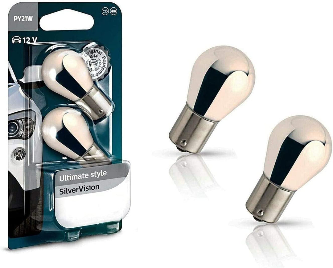 2x Philips PY21W 12V 12496SVB2 Silver Vision Ultimate Style Blinker vorne hinten Seitenblinker Ersat