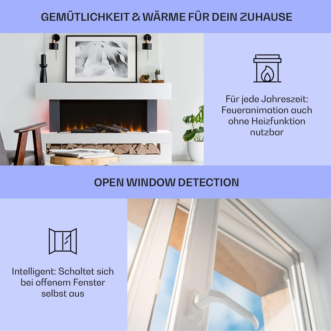 Klarstein Elektrokamin, Elektro Heizungen für Wohnzimmer & Innenräume, Elektrischer Kamin mit LED Fl