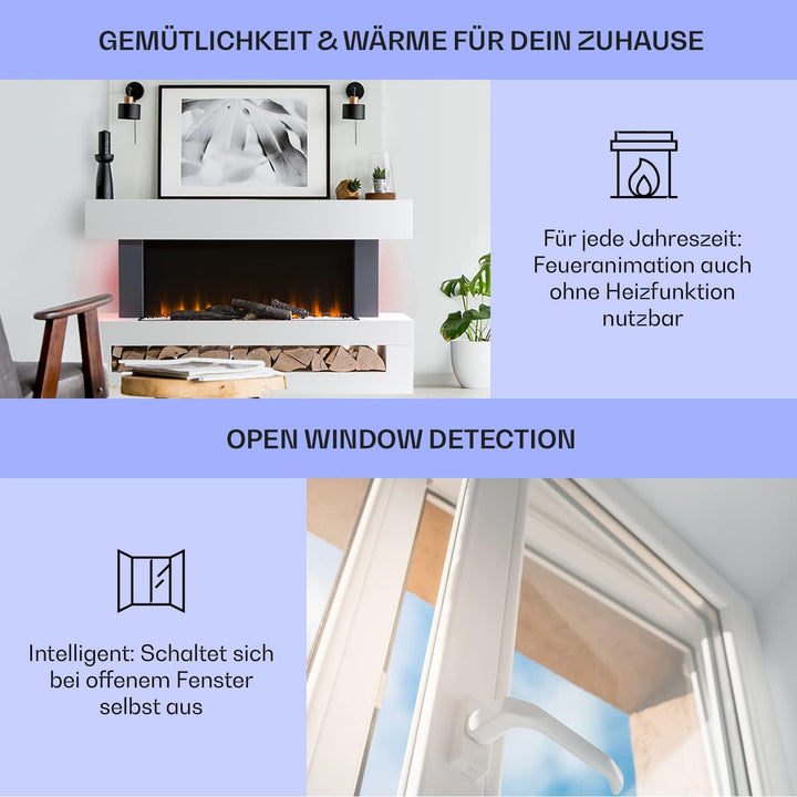 Klarstein Elektrokamin, Elektro Heizungen für Wohnzimmer & Innenräume, Elektrischer Kamin mit LED Fl