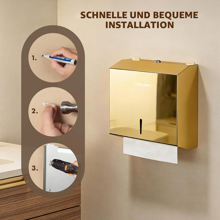 Papierhandtuchspender, Wandhalterung, kommerziell, C-Falz, Multifold-Handtuchspender, Edelstahl-Tasc