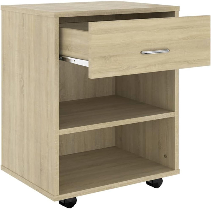 Mobiler Aktenschrank Lagerschrank aus Holzwerkstoff Beistellschrank mit Rollen für Wohnzimmer Schlaf