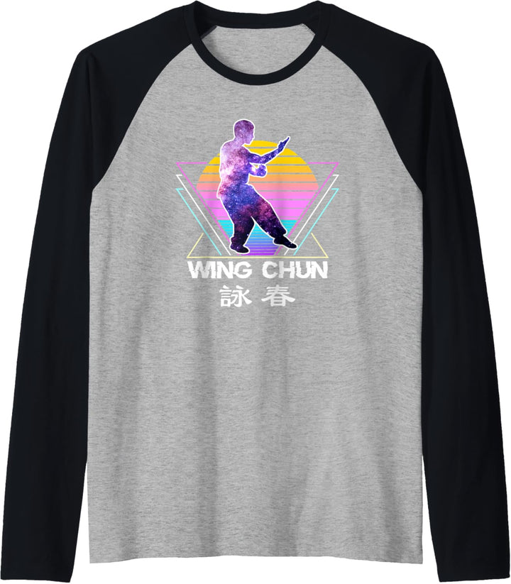 Wing Chun Chinese Martial Art Retro Vintage Vaporwave 90s Raglan