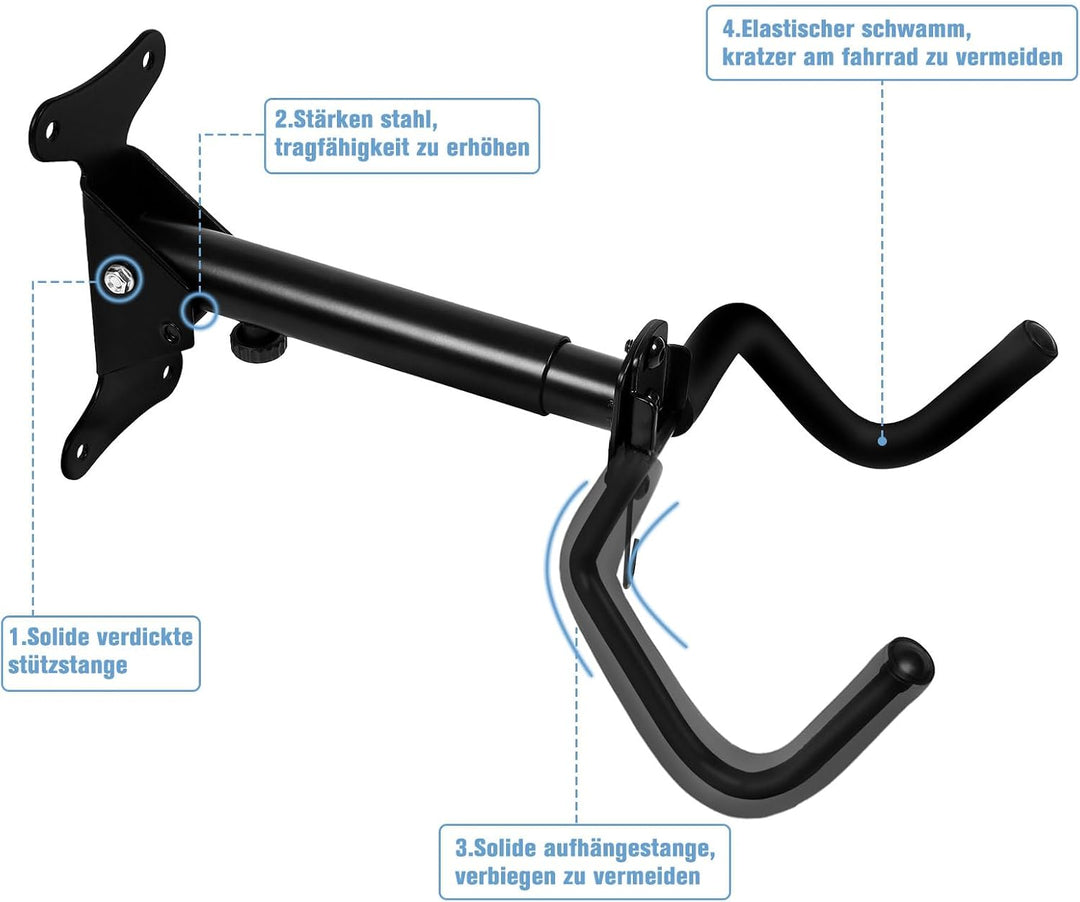 WUFANC Fahrrad Wandhalterung, 22 KG Tragen, Wandhalterung Fahrrad Besteht aus Massivem Metall und Ve