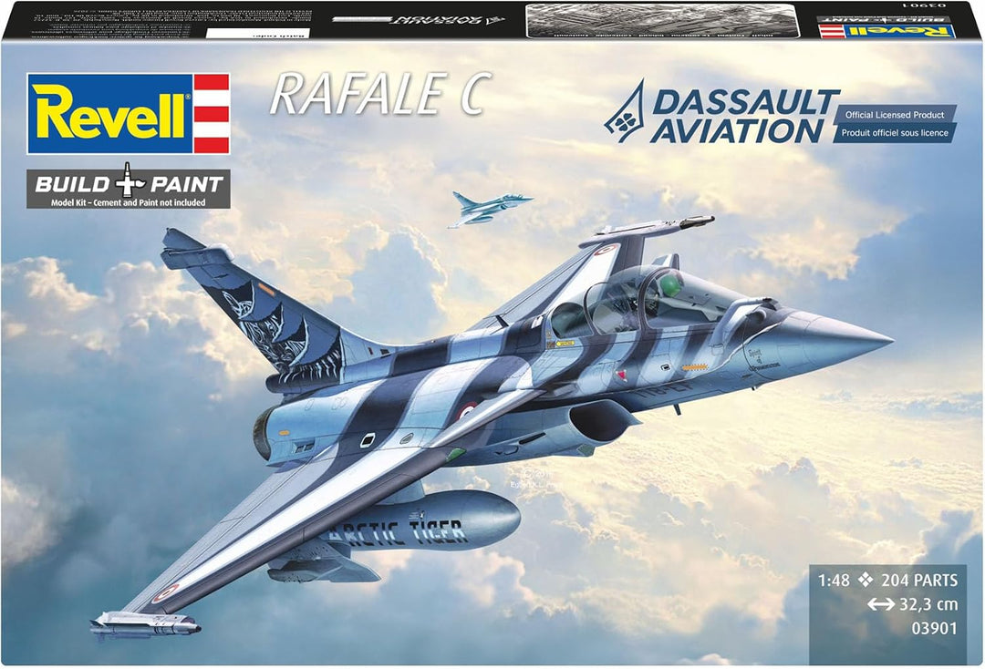 Revell RV03901 Modellbausatz Dassault Aviation Rafale C, Flugzeug im Massstab 1:48, Level 4, orginal