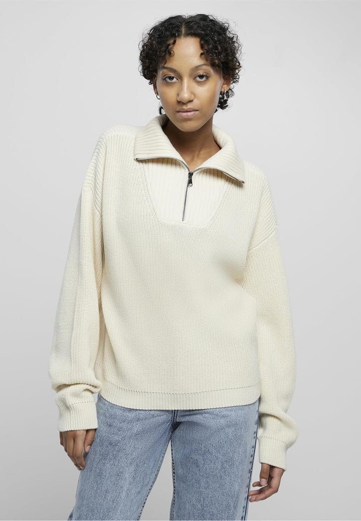 Urban Classics Damen Ladies Oversized Knit Troyer XL Sand, XL Sand