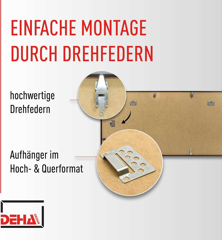 DEHA Design Bilderrahmen Collage Tribeca, 109,2x49,5 cm- 18x 10x15 cm, Aluminium Schwarz Matt, bruch