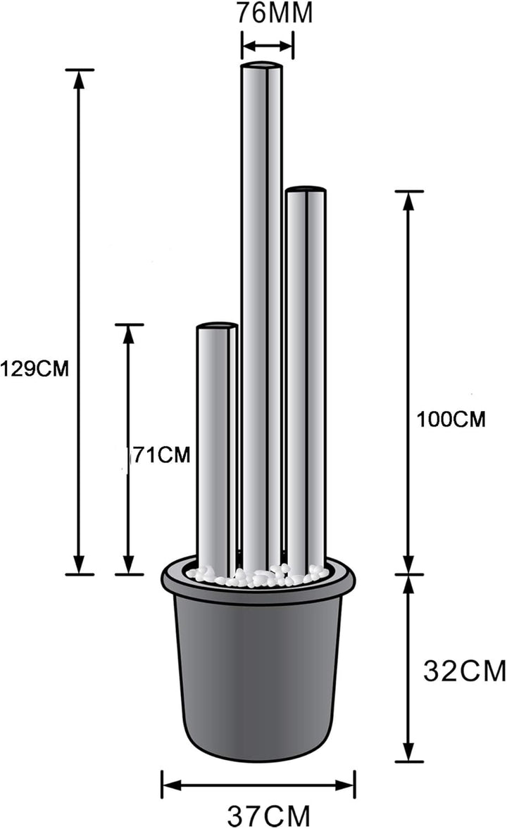 Köhko Springbrunnen 22007N aus gebürstetem Edelstahl mit LED-Beleuchtung und DREI Säulen mit untersc