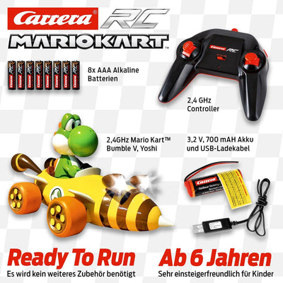 Carrera RC Nintendo Mario Kart Bumble V mit Yoshi I Ferngesteuertes Auto ab 6 Jahren für drinnen & d