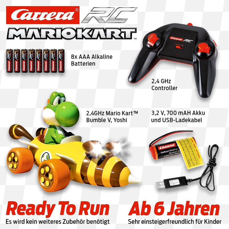 Carrera RC Nintendo Mario Kart Bumble V mit Yoshi I Ferngesteuertes Auto ab 6 Jahren für drinnen & d