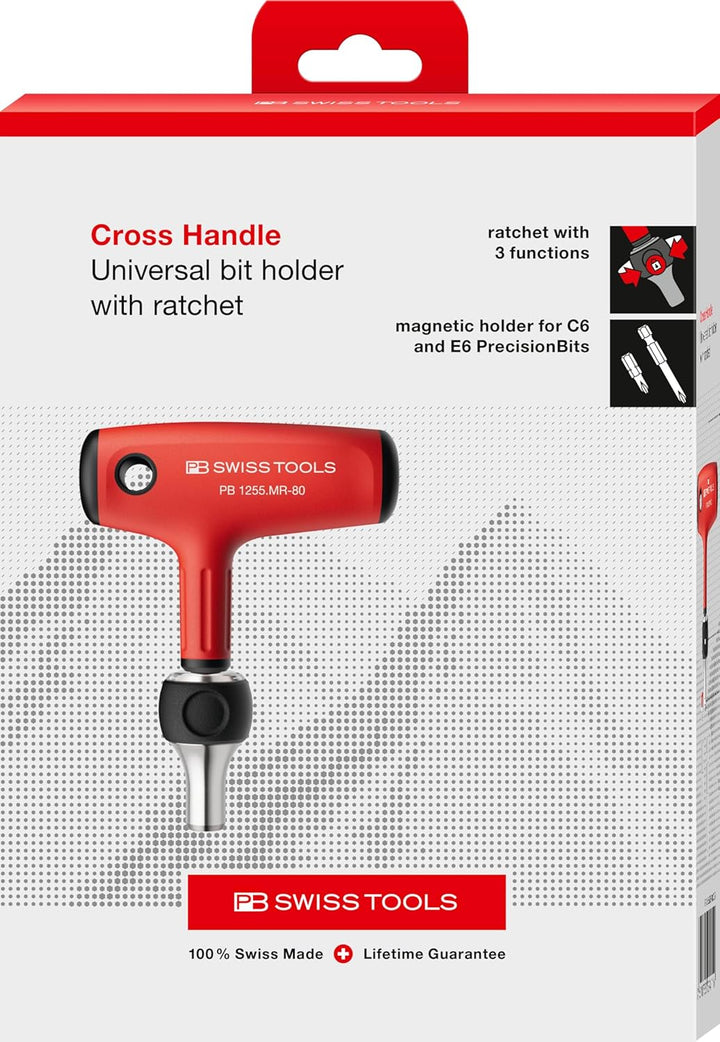 PB Swiss Tools Quergriff Ratschenschraubendreher PB 1255.MR-80 | 100% Swiss Made | T-Griff Schrauben