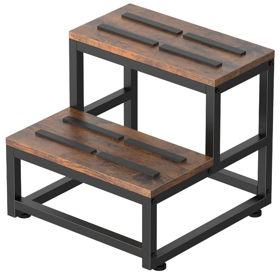 LIANTRAL Tritthocker für Erwachsene und Kinder, 2-Stufen-Hocker, Heavy Duty Stahl und Stabiler hölze