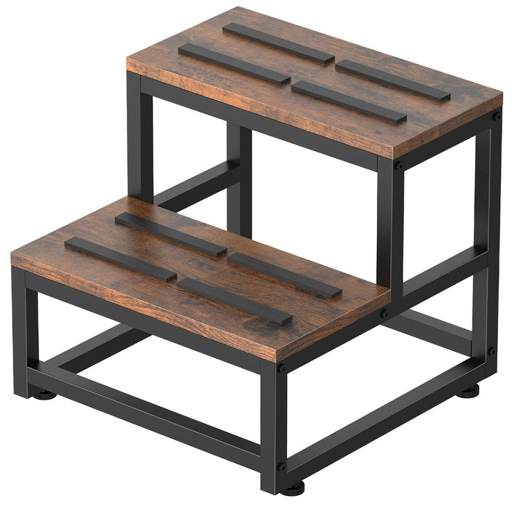 LIANTRAL Tritthocker für Erwachsene und Kinder, 2-Stufen-Hocker, Heavy Duty Stahl und Stabiler hölze