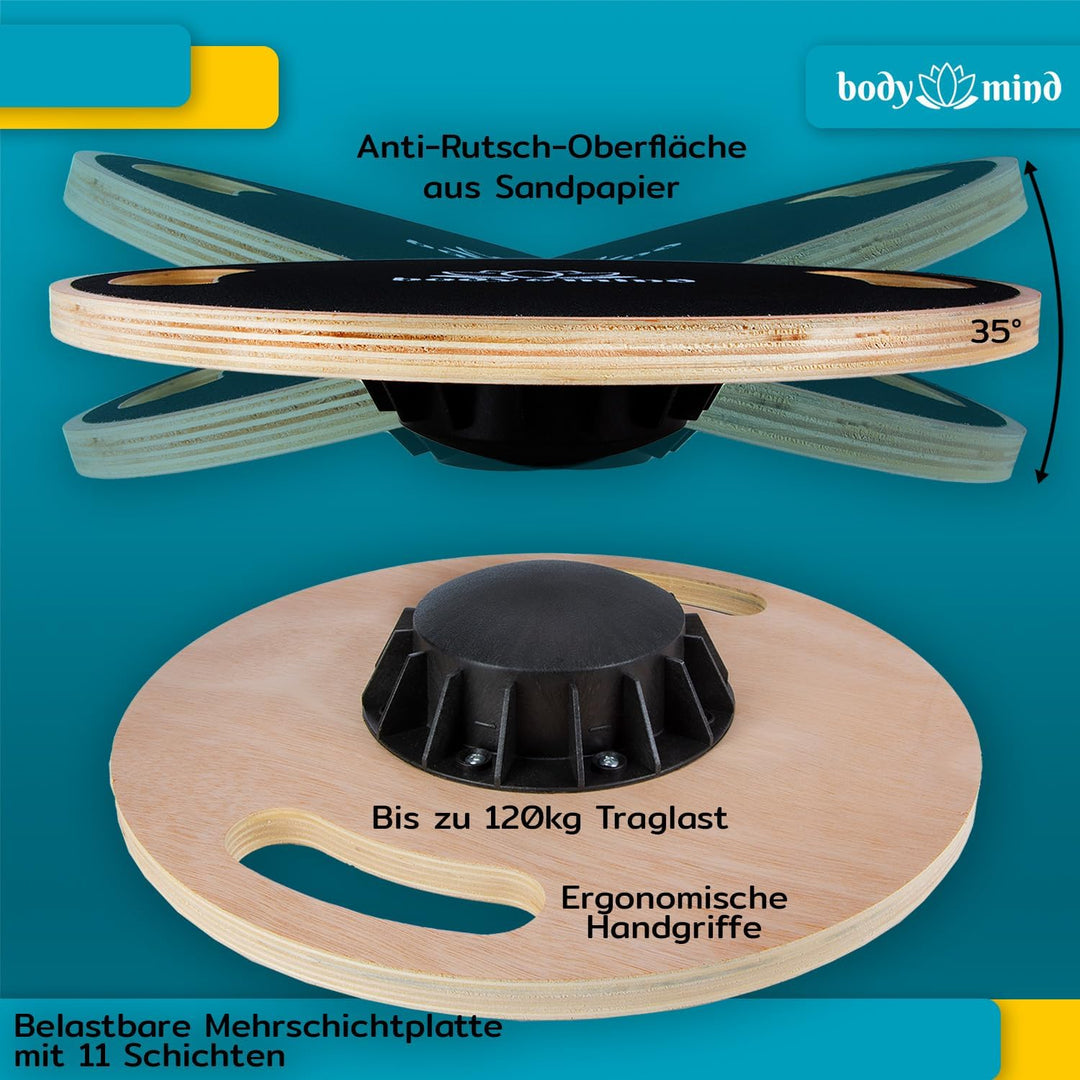 Balance-Board Deluxe Wackelbrett für Physio-Therapie-Kreisel-Training; Trainiert Gleichgewicht & Koo