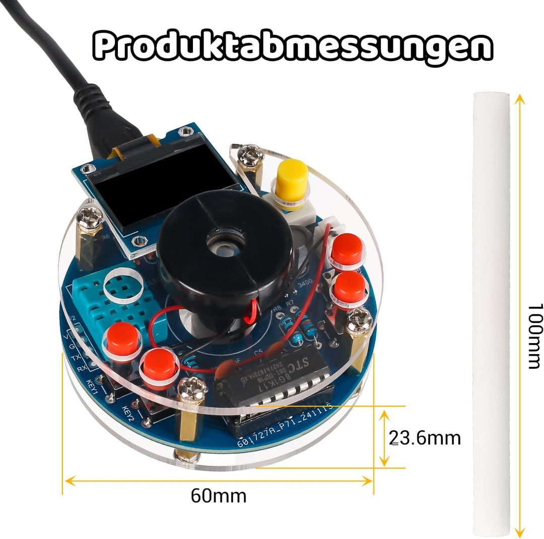 DIY Luftbefeuchter Lötbausatz mit OLED Display – Temperatur- & Luftfeuchtigkeitsanzeige, Timer & Zie