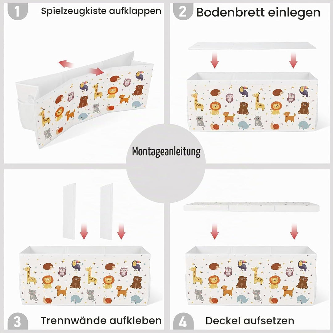 Spielzeugkiste Aufbewahrungsbox mit Deckel Kinder 96 x 32 x 40 cm, Faltbare und Platzsparend für Kin