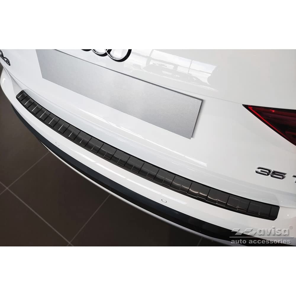Avisa Schwarz Edelstahl Heckstossstangenschutz kompatibel mit Audi Q3 II 2019- inkl. S-Line 'Ribs'