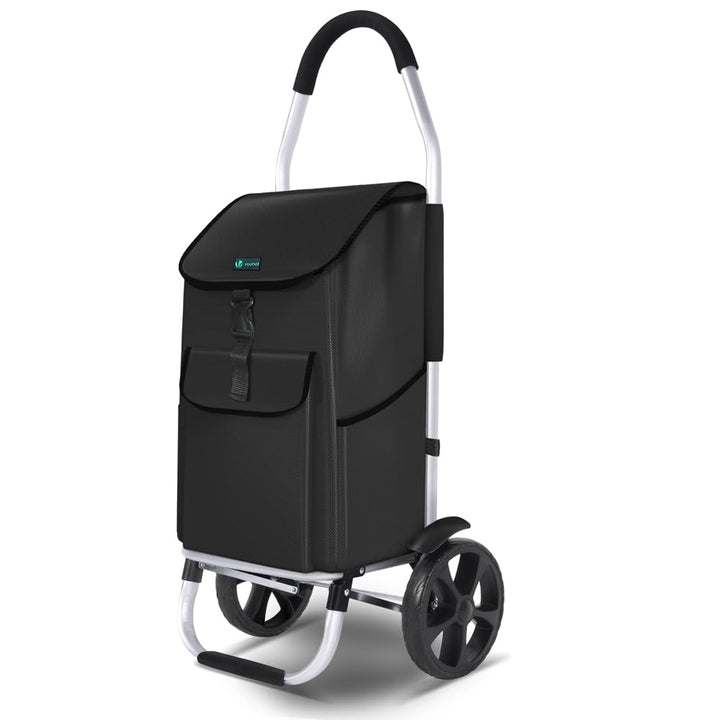 VOUNOT® Einkaufstrolley Klappbar aus Aluminium mit 58L Wasserdichter Tasche, 2 Extra grosse Räder mi