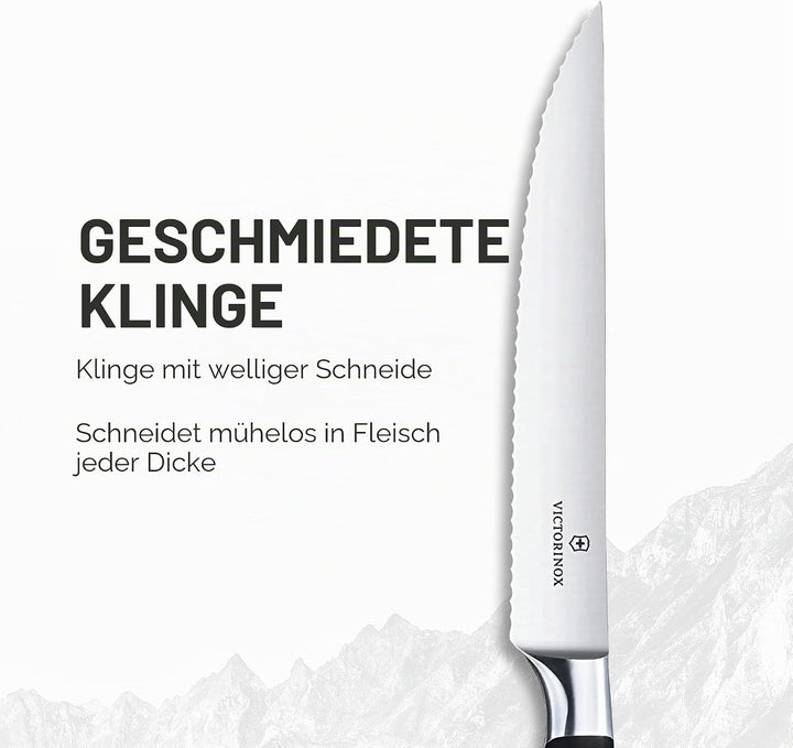 Victorinox, Grand Maître, Profi Tomaten- und Steakmesser, Extra Scharfe Klinge, Wellenschliff, 12 cm