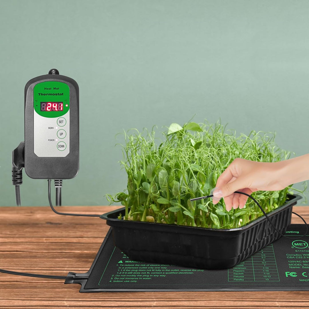 Heizmatte für Setzlinge, digitaler Thermostatregler 68 – 108 °C, Material zur Keimung von Pflanzen,
