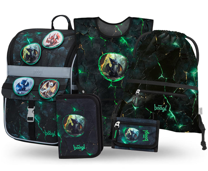 Baagl Schulranzen Jungen Mädchen Set 5 Teilig (Zippy Schultasche für 1. Klasse, Mäppchen, Turnbeutel