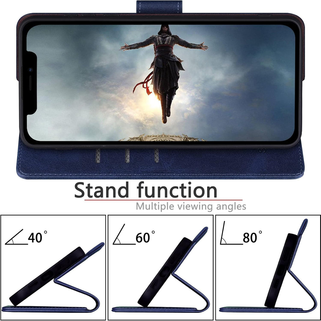 SUANPOT [RFID Schutz für iPhone 14 6.1" Hülle PU Leder Handyhülle Lederhülle Klapphülle Kartenfach F