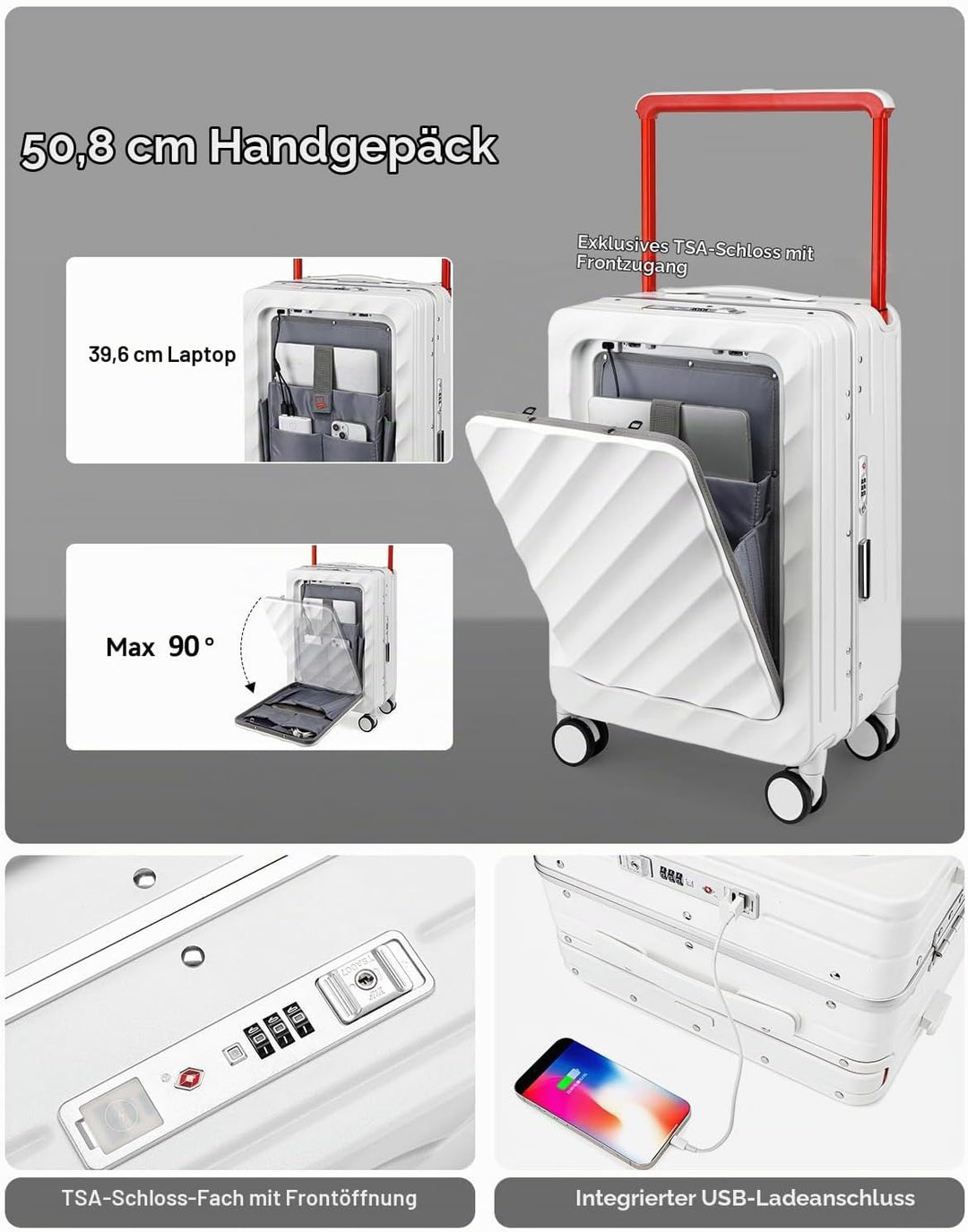 Sea choice Kofferset 2 Teilig Hartschale Trolley Handgepäck mit Laptopfach und Grosse Kapazität 30in