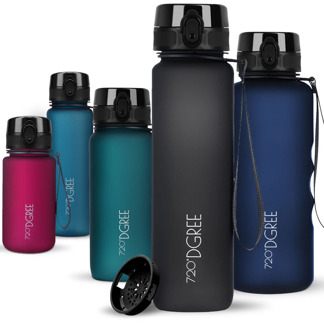 720°DGREE Trinkflasche 1l Sport “uberBottle“ softTouch +Sieb - BPA-Frei - Wasserflasche für Uni, Arb