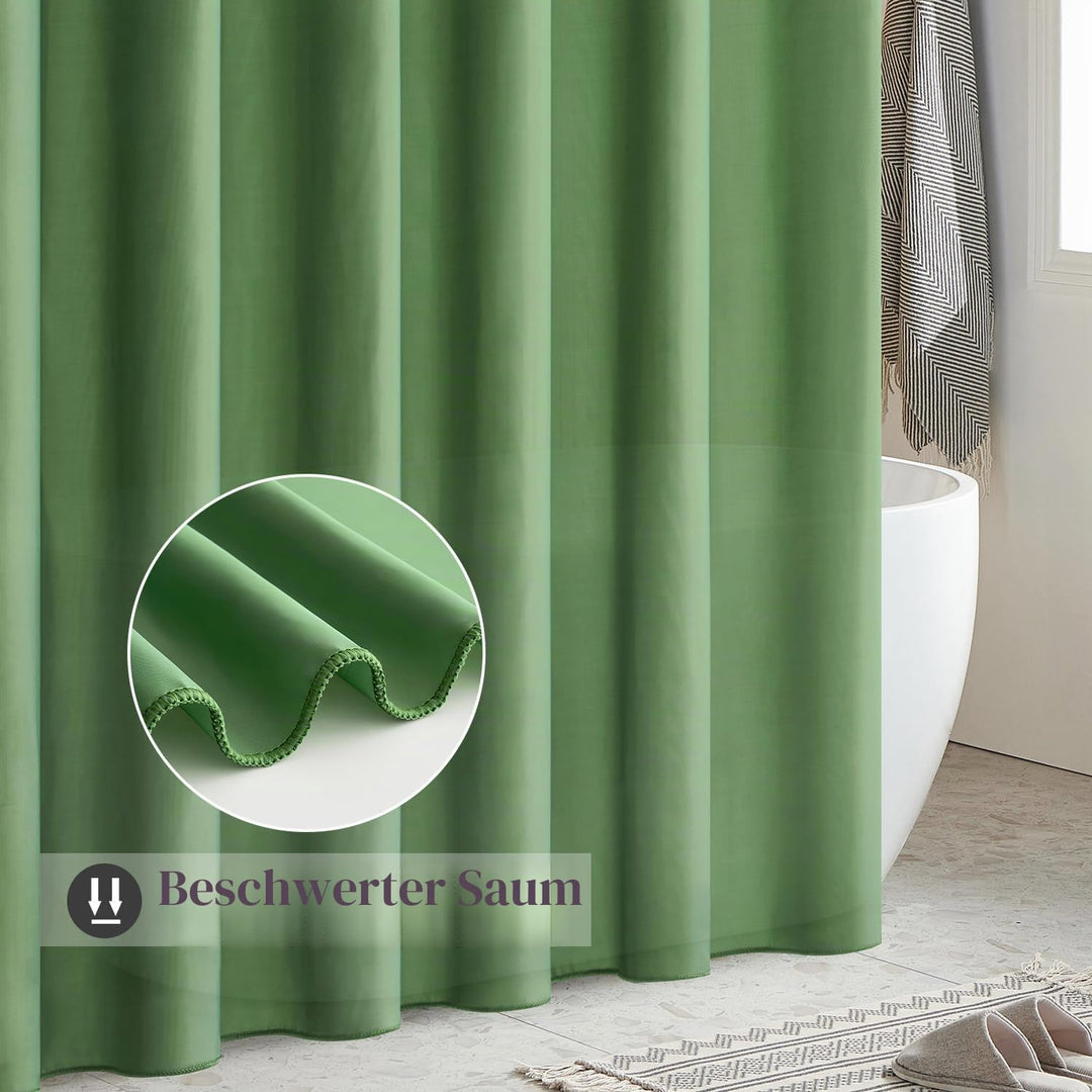 MIULEE Duschvorhang 240x200cm Grün Wasserdicht Badvorhang Anti-schimmel und Textil Waschbar Schnellt