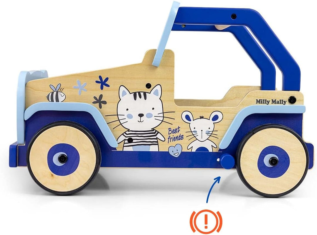 Milly Mally Explorer Kinder Lauflernwagen Holz Baby Push Pull Lauflernhilfe Spielzeug für 1-3 Jahre