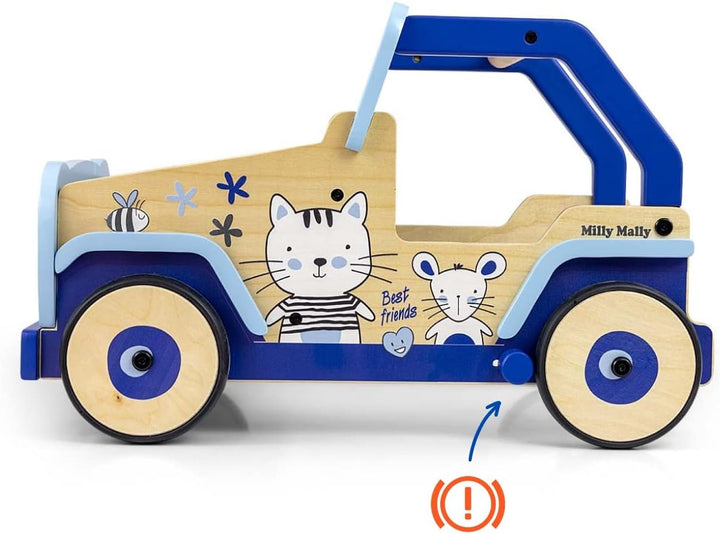 Milly Mally Explorer Kinder Lauflernwagen Holz Baby Push Pull Lauflernhilfe Spielzeug für 1-3 Jahre