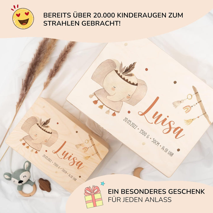 KIDSMOOD - Erinnerungsbox Baby, personalisierte Holzkiste mit Deckel, Ideal zur Aufbewahrung von Eri