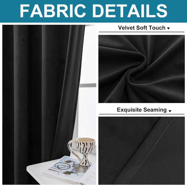 YSTELLAA Samtvorhang 2er Set, Gardinen Vorhänge, 140×180cm, Verdunklungsvorhänge Schlafzimmer Mit Ös