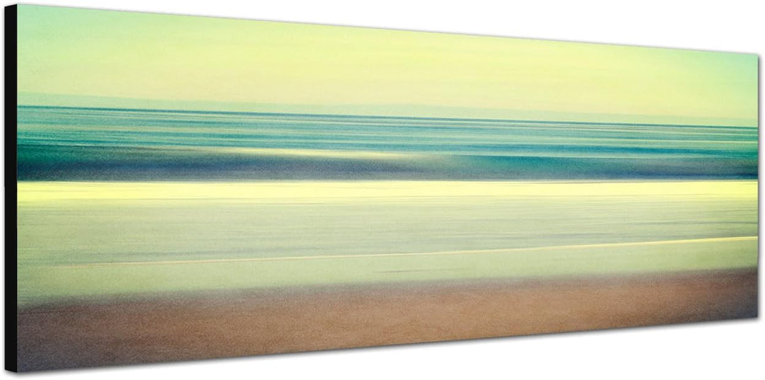 Paul Sinus Art Panoramabild auf Leinwand und Keilrahmen 120x40cm Meer Strand Wellen abstrakt