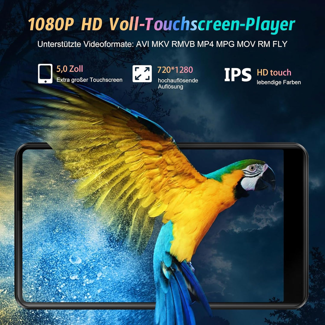 5 Zoll MP3 Player mit Android 13 OS, 32 GB MP3 Player mit Bluetooth und WiFi, 1080P HD MP4 Player, M