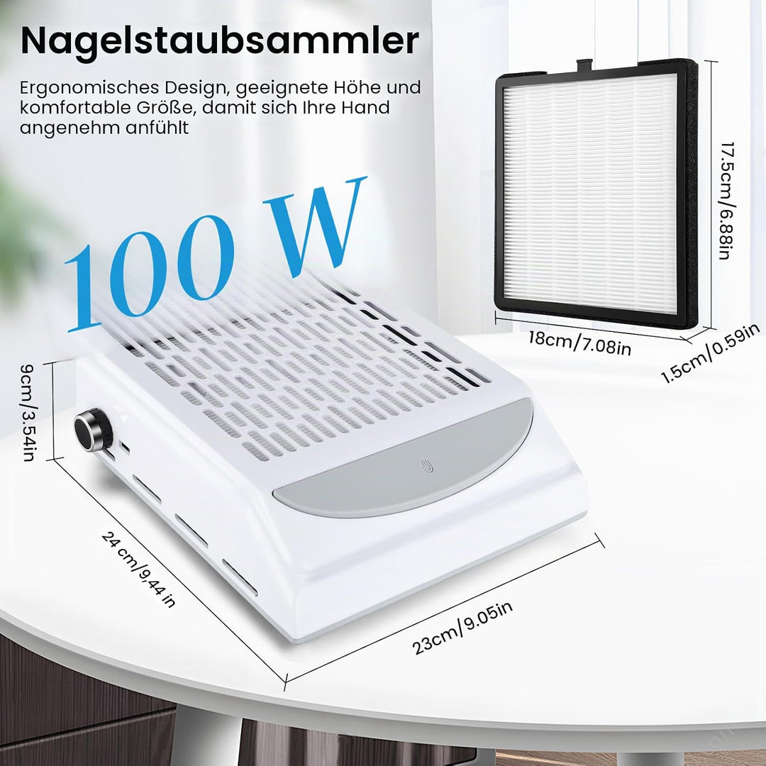 Staubabsaugung Für Nägel 100W,Mit Wiederverwendbarer Filter,Usb Schnittstelle,Drehbar Zum Einstellen